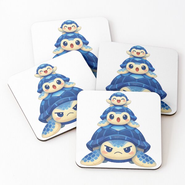 Item preview, Playful Stack Of Three Kawaii Sea Turtles Totem Art designed and sold by zoughlal.