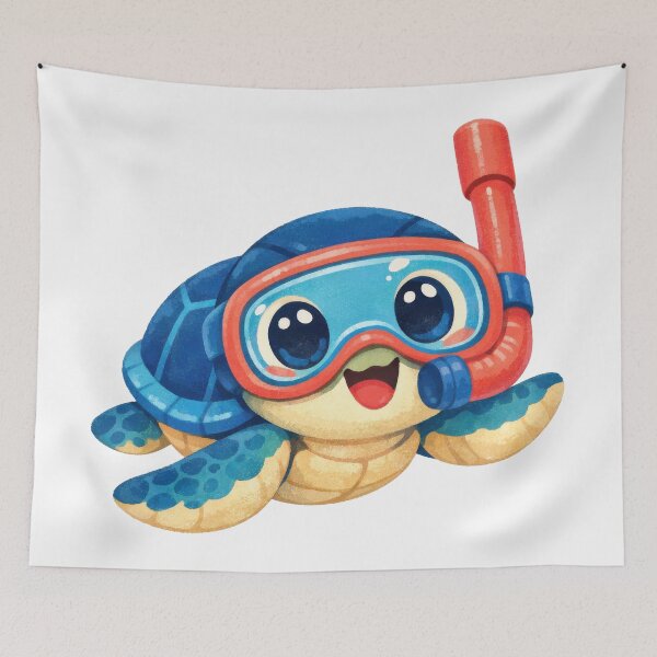 Item preview, Scuba Diving Sea Turtle Wearing Snorkel Mask And Gear designed and sold by zoughlal.