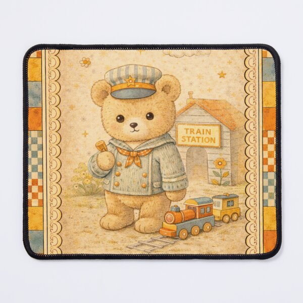 Item preview, Toy Train Teddy Bear | Vintage Nursery Art designed and sold by Planthem.