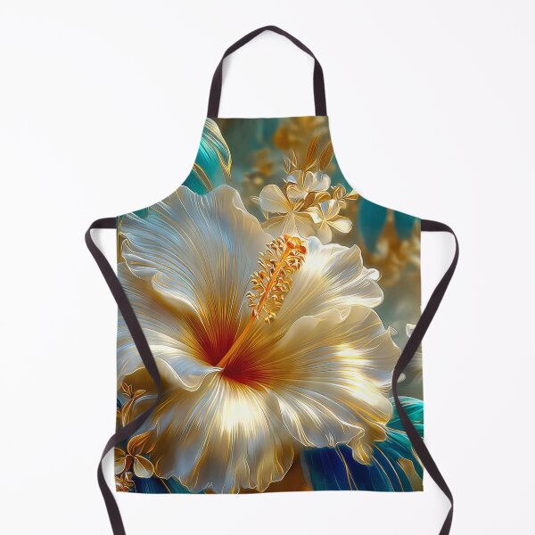 Item preview, White Blue and Gold Tropical Hibiscus Flowers designed and sold by MargaretWiktor.