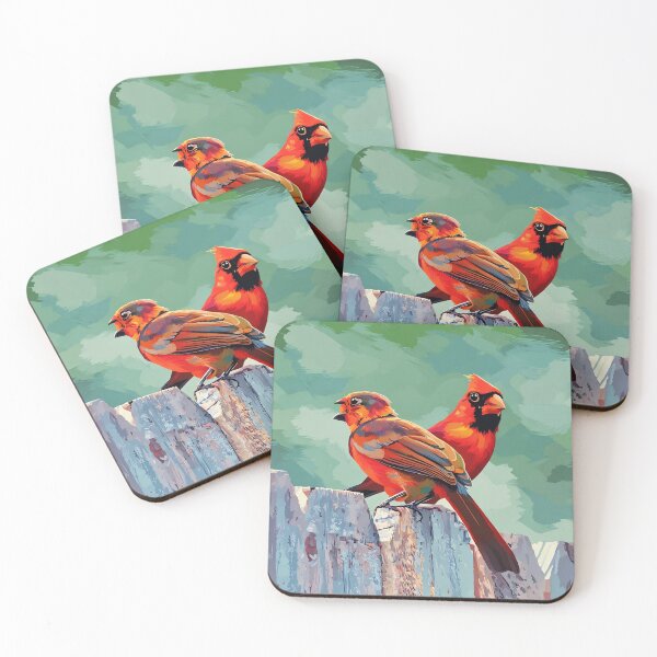 Item preview, Cardinal Pair on Fence designed and sold by tomorrowsart.