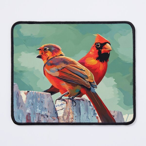 Item preview, Cardinal Pair on Fence designed and sold by tomorrowsart.