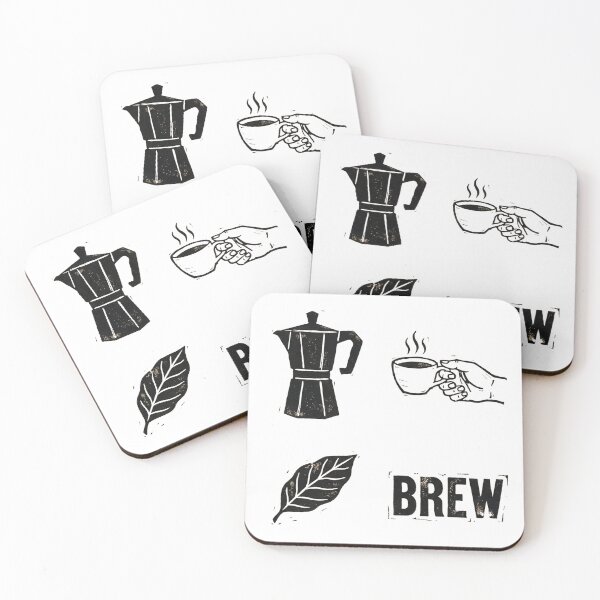 Item preview, Rustic Hand-Stamped Coffee Block Print Collection designed and sold by NonditStudio.