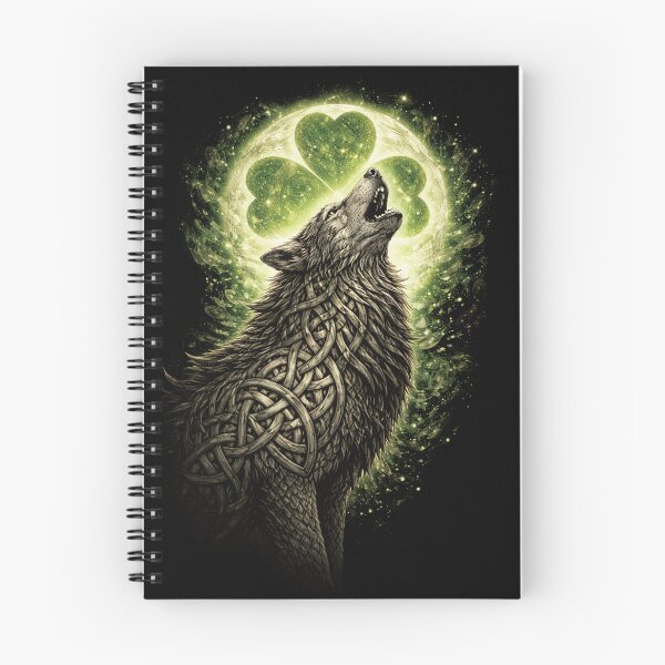 Item preview, Celtic Wolf Shamrock Moon – Irish Metal Nature Mythology Art designed and sold by PunchDrop.