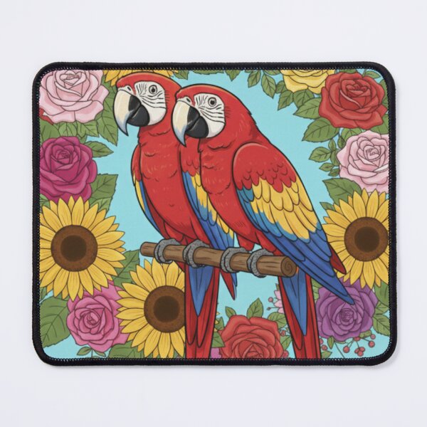 Item preview, A pair of parrots with flowers. designed and sold by PP&RAINBOW SHOP.