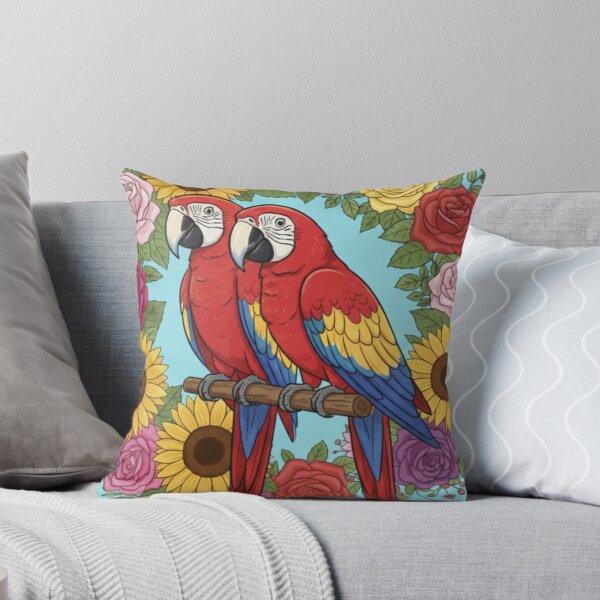 Item preview, A pair of parrots with flowers. designed and sold by PP&RAINBOW SHOP.