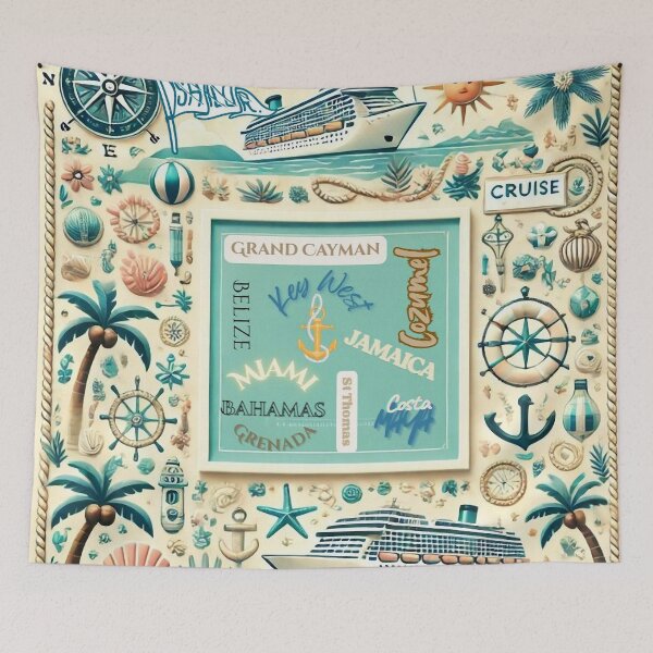 Item preview, Caribbean Cruise Port Panorama with Cruise Ships designed and sold by artshop77.