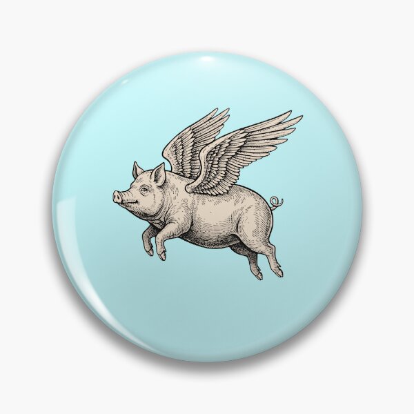Item preview, Flying Pig woodcut-style 2026 sepia color designed and sold by S-M-P-A.