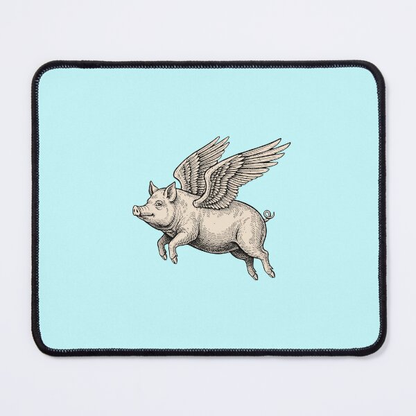 Item preview, Flying Pig woodcut-style 2026 sepia color designed and sold by S-M-P-A.
