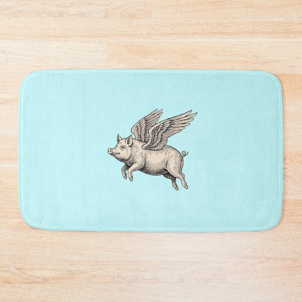 Item preview, Flying Pig woodcut-style 2026 sepia color designed and sold by S-M-P-A.