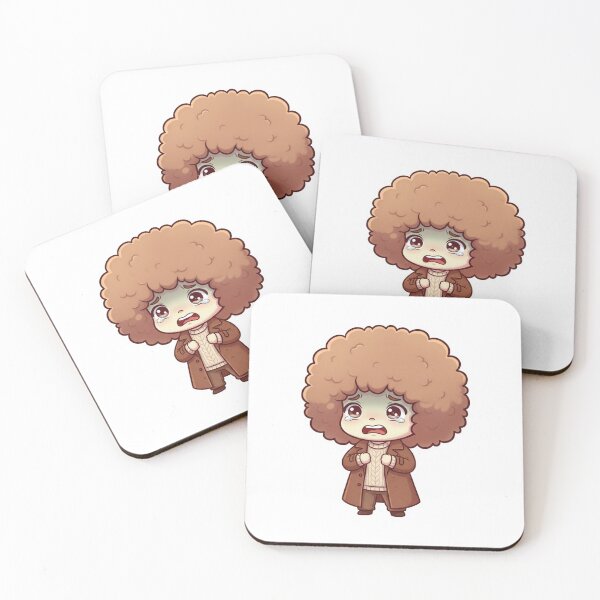 Item preview, Mochi Emotional Crying Chibi Character – Cute Sad Afro Cartoon Sticker designed and sold by C3J7.