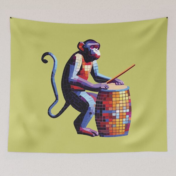 Item preview, musical monkey mosaic designed and sold by designmari.