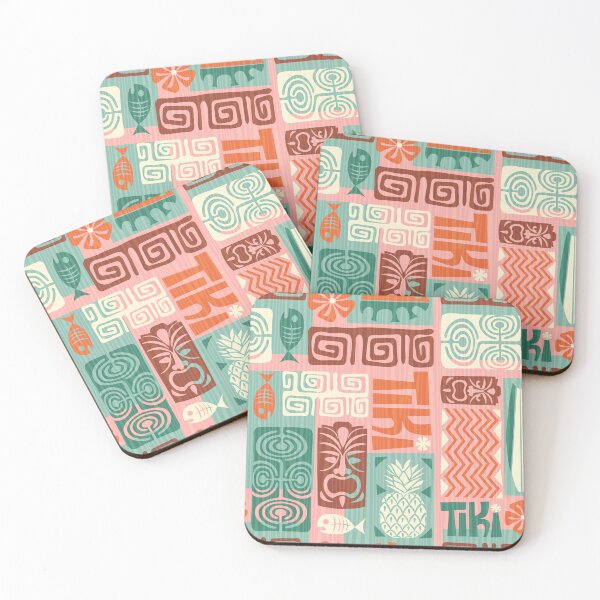 Item preview, Retro Hawaii Tiki Colorful Tropical Tapa Print designed and sold by RetroMaggie.