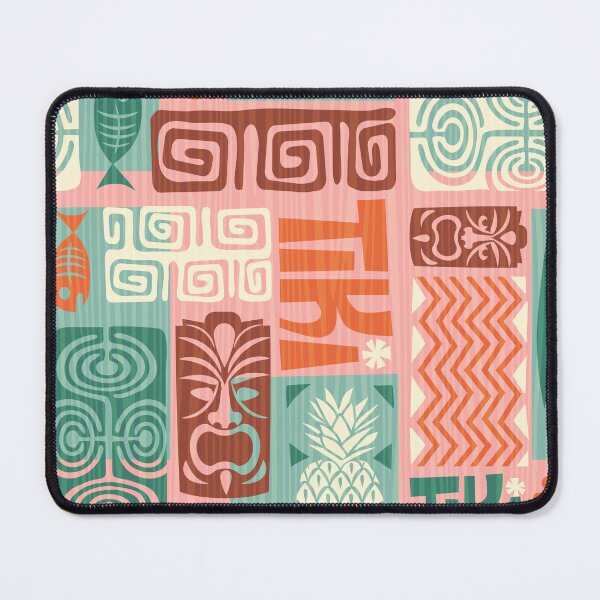 Item preview, Retro Hawaii Tiki Colorful Tropical Tapa Print designed and sold by RetroMaggie.