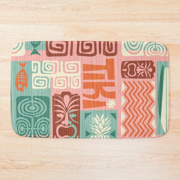 Item preview, Retro Hawaii Tiki Colorful Tropical Tapa Print designed and sold by RetroMaggie.