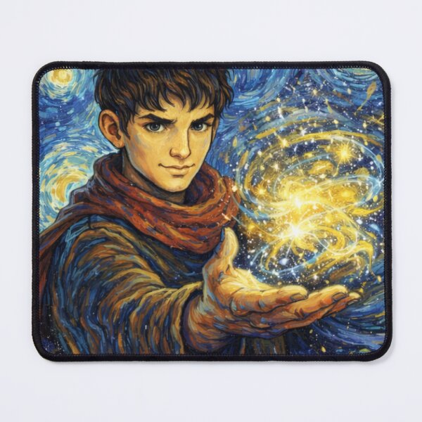 Item preview, Merlin Under the Starry Sky Van Gogh Inspired Fantasy Wizard Art designed and sold by clearsunnyday.