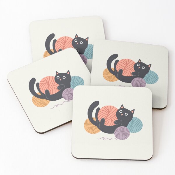 Item preview, black cat with yarn designed and sold by OHBOY! Handmade.