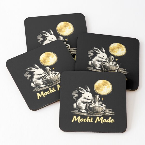 Item preview, Mochi Mode – Japanese Moon Rabbit Sumi-E Ink Brush Under Golden Moon designed and sold by EuropeanPrints.