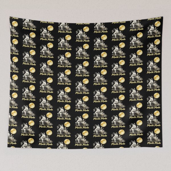 Item preview, Mochi Mode – Japanese Moon Rabbit Sumi-E Ink Brush Under Golden Moon designed and sold by EuropeanPrints.