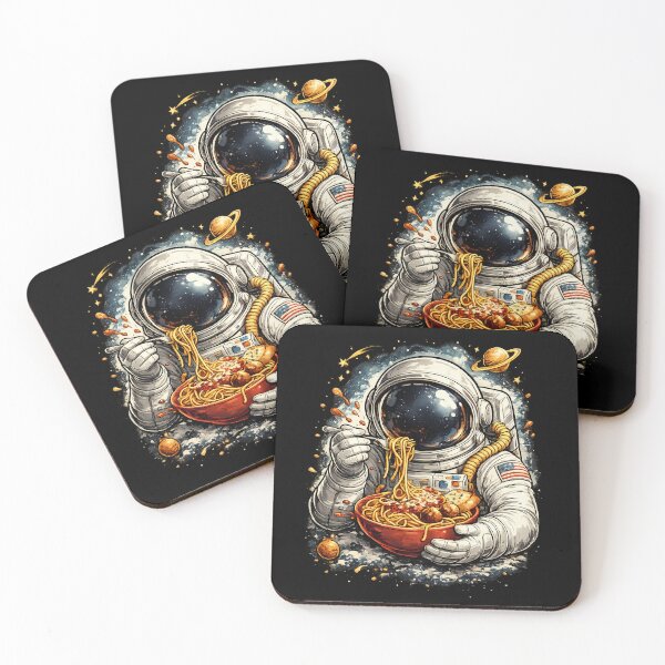 Item preview, Space man, astronaut eating spaghetti in space, parody, italian food designed and sold by Collagedream.