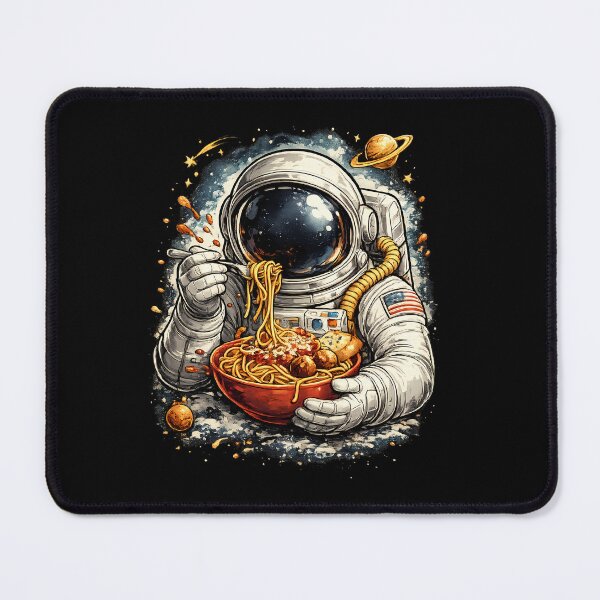 Item preview, Space man, astronaut eating spaghetti in space, parody, italian food designed and sold by Collagedream.