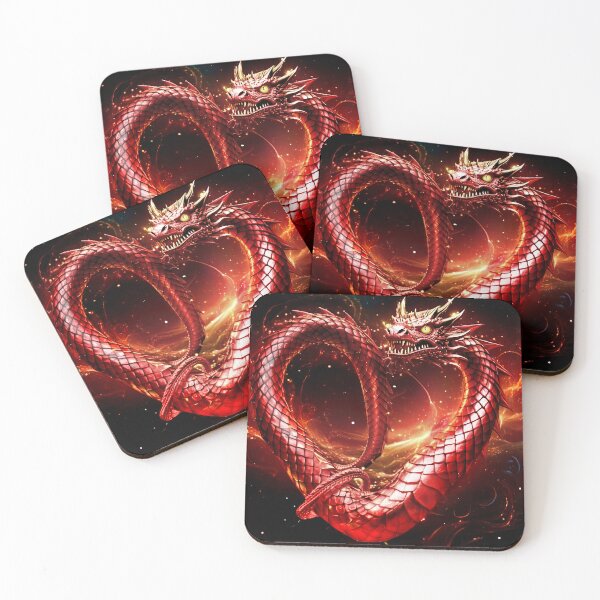 Item preview, Majestic Red Dragon Heart – Fantasy Serpent Coiled in Love designed and sold by StickBuAndii.