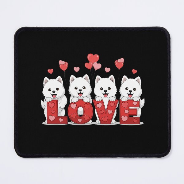 Item preview, Cute White Samoyed Puppies LOVE Valentine's Day Heart Balloons designed and sold by The Real Life Symphony.