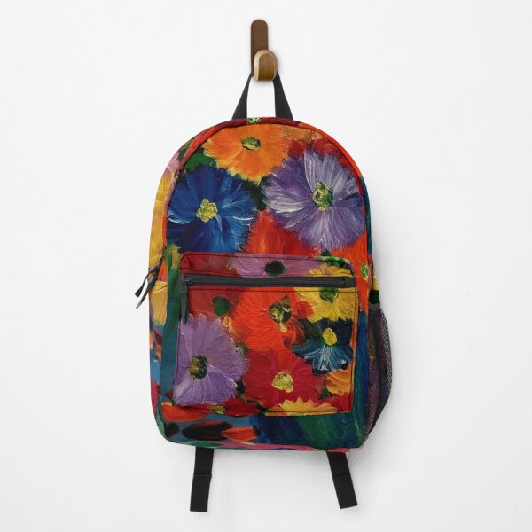 Item preview, Vibrant Rainbow Wildflowers in Deep Teal Vase designed and sold by kkartwork.