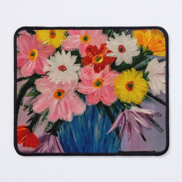 Item preview, Red Poppies and White Daisies in Clear Glass Vase designed and sold by kkartwork.