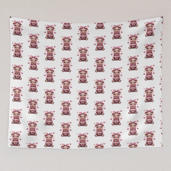 Item preview, Cute Pig Valentine Heart Glasses Coffee Cozy Knitted designed and sold by DigitalMomy.