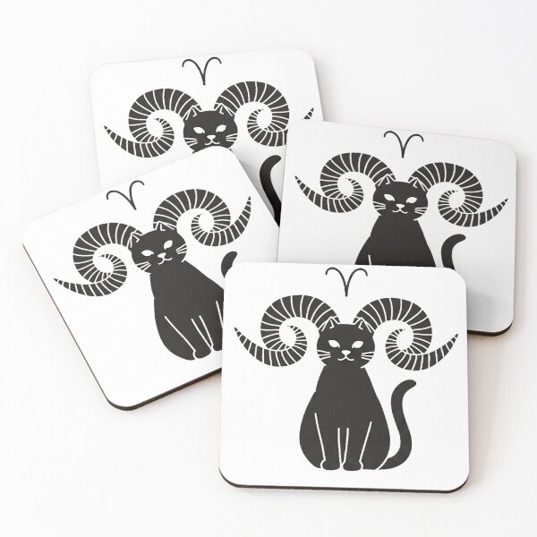 Item preview, Aries Cat Minimalist Design | Zodiac Ram Astrology Illustration designed and sold by CuteKats.