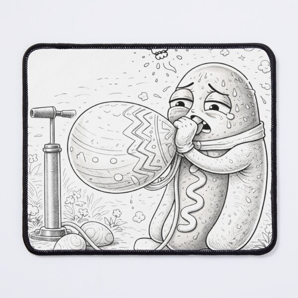 Item preview, Anxious Hot Dog Inflating an Easter Egg designed and sold by ComedyInkFactor.