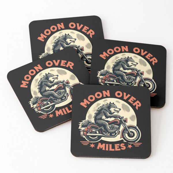 Item preview, Moon Over Miles Wolf - Retro Vintage Motorcycle Biker designed and sold by Zoo-Moo.
