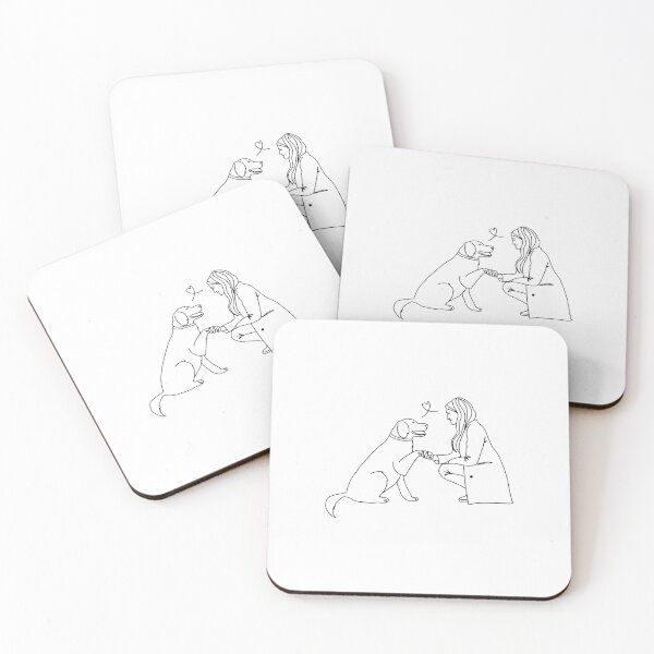 Artikelvorschau, Minimalistische Linienzeichnung: Mädchen und Hund entworfen und verkauft von MoodSwingStudio.