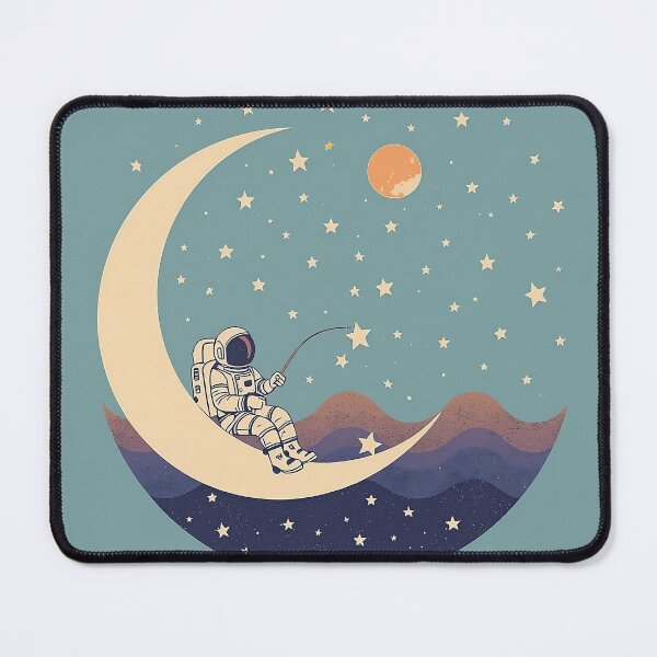 Item preview, Astronaut Fishing Stars on the Moon | Dreamy Space Art T-Shirt Design designed and sold by DARSIUSSIS.