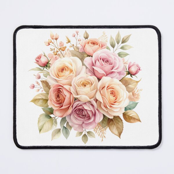 Item preview, Romantic Watercolour Rose Bouquet – Soft Pink & Peach Floral Illustration designed and sold by Vividality.