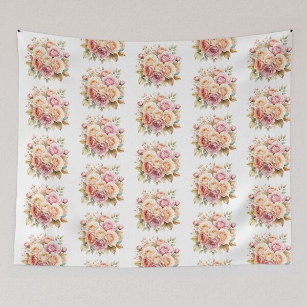 Item preview, Romantic Watercolour Rose Bouquet – Soft Pink & Peach Floral Illustration designed and sold by Vividality.