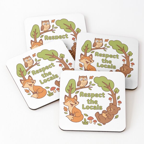 Item preview, Respect the Locals Forest Animals Owl Fox Bear Woodland Creatures Cute Cartoon Conservation Art designed and sold by chattsuede.