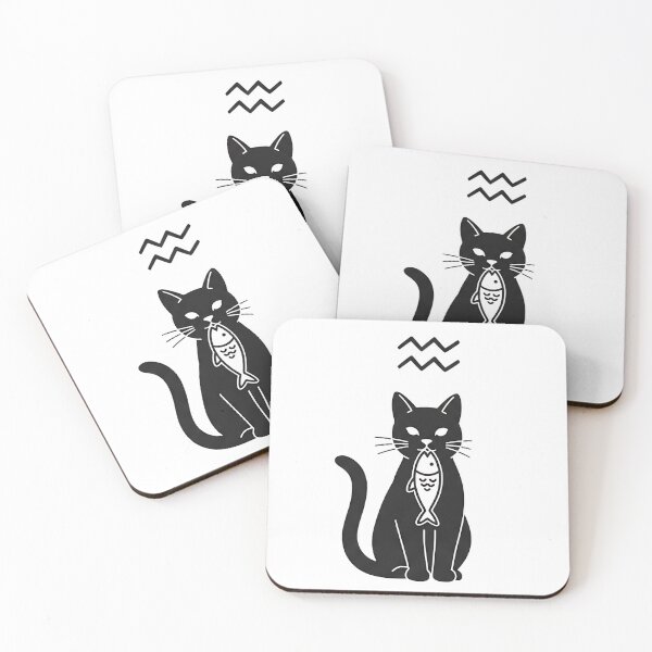 Item preview, Aquarius Cat Minimalist Design | Zodiac Astrology Illustration designed and sold by CuteKats.