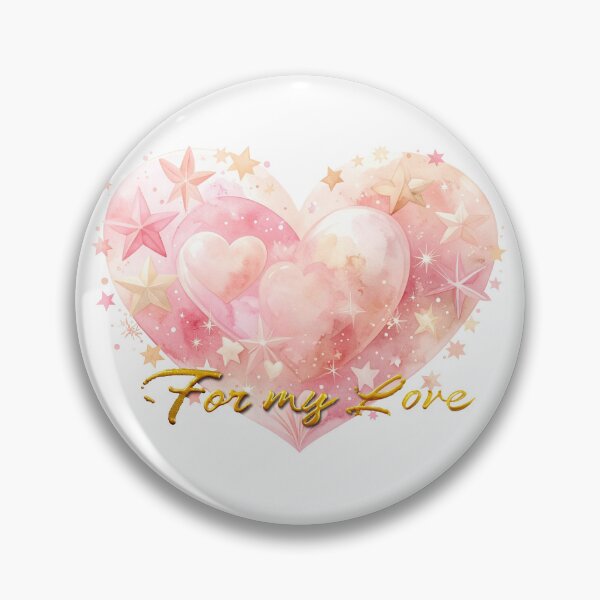 Item preview, For My Love Valentine Art Print – Soft Pink Watercolour Heart with Stars & Gold Lettering designed and sold by Vividality.