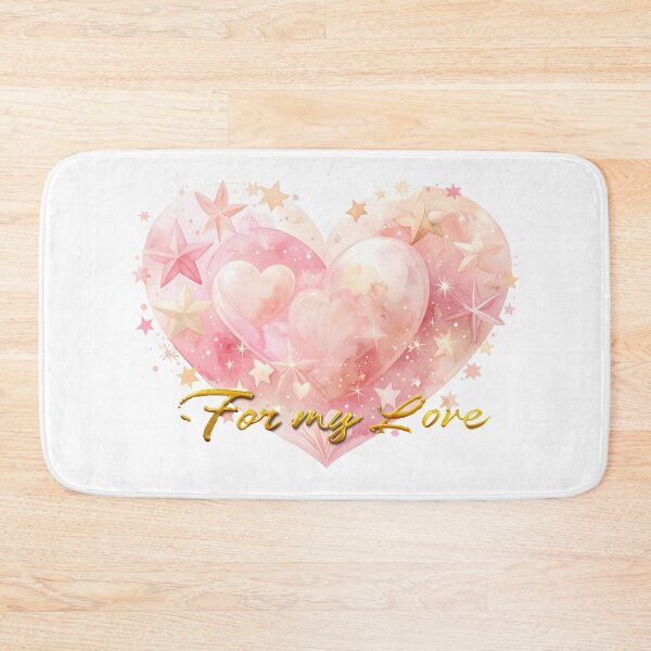 Item preview, For My Love Valentine Art Print – Soft Pink Watercolour Heart with Stars & Gold Lettering designed and sold by Vividality.