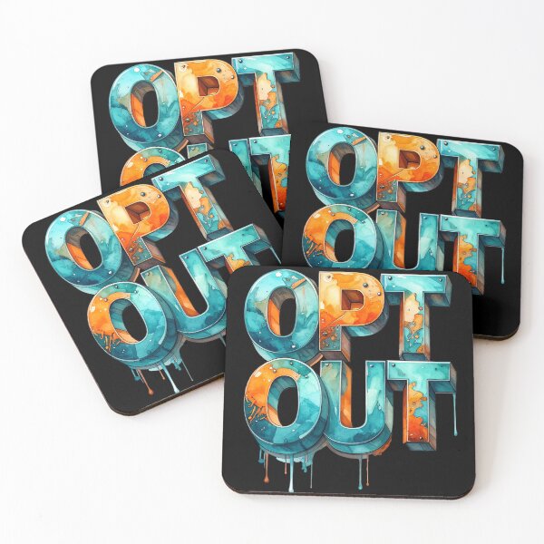Item preview, Opt out 3D letters, orange turquoise watercolor designed and sold by LiskoDesign.