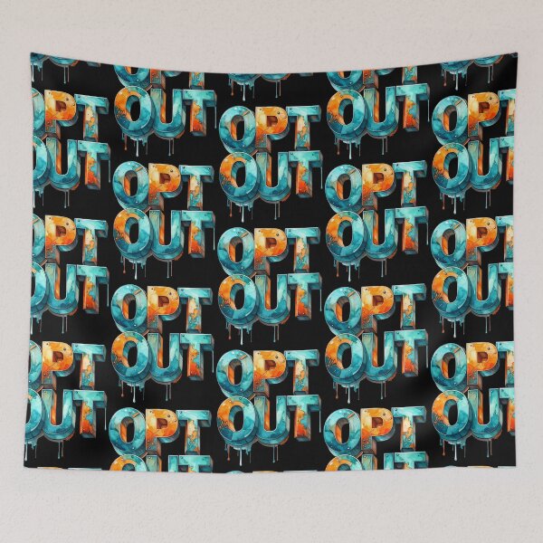 Item preview, Opt out 3D letters, orange turquoise watercolor designed and sold by LiskoDesign.