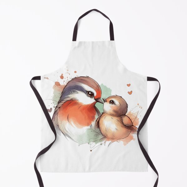 Item preview, Cute Watercolor Redbrest Mom and Baby Hearts designed and sold by BigBlueArt.