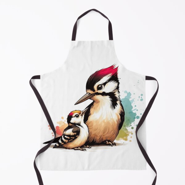 Item preview, Cute Watercolor Great Spotted Woodpecker with Chick designed and sold by BigBlueArt.