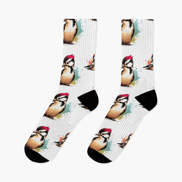 Item preview, Cute Watercolor Great Spotted Woodpecker with Chick designed and sold by BigBlueArt.