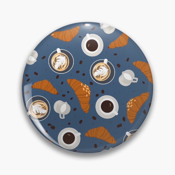 Item preview, Croissants & Coffee -Hand Drawn Seamless Pattern  designed and sold by Prickly Pear Products.