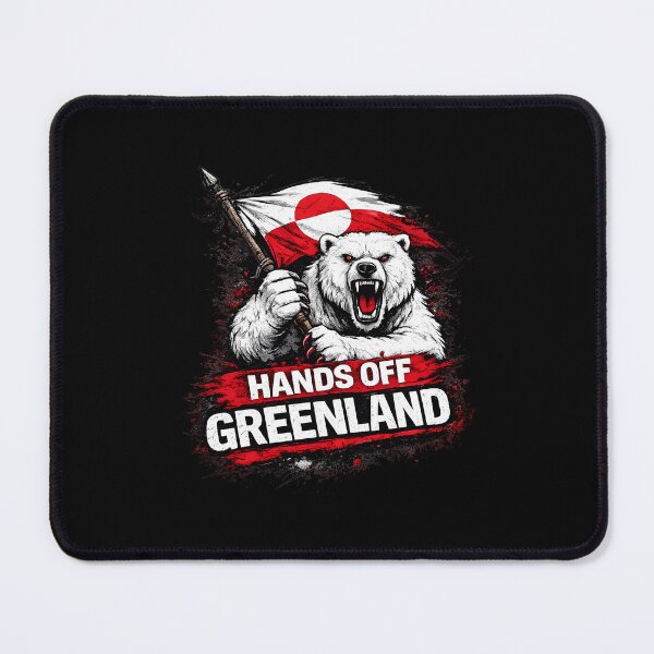 Item preview, HANDS OFF GREENLAND - POLAR BEAR HOLDING GREENLAND FLAG - SUPPORT GREENLAND PROTEST designed and sold by ProgressiveMob.