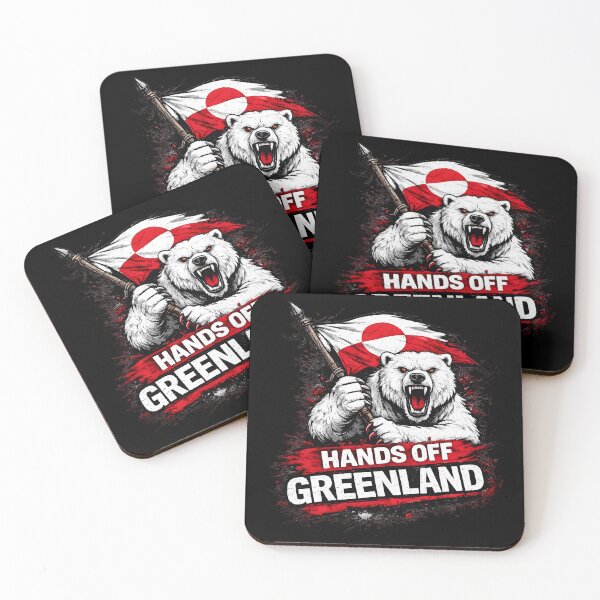Item preview, HANDS OFF GREENLAND - POLAR BEAR HOLDING GREENLAND FLAG - SUPPORT GREENLAND PROTEST designed and sold by ProgressiveMob.