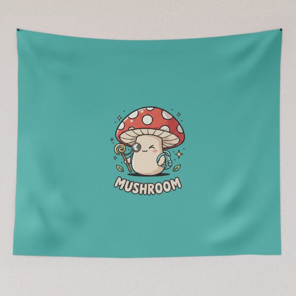 Item preview, Cute Mushroom Explorer with Monocle and Backpack designed and sold by InkWeaveShop.